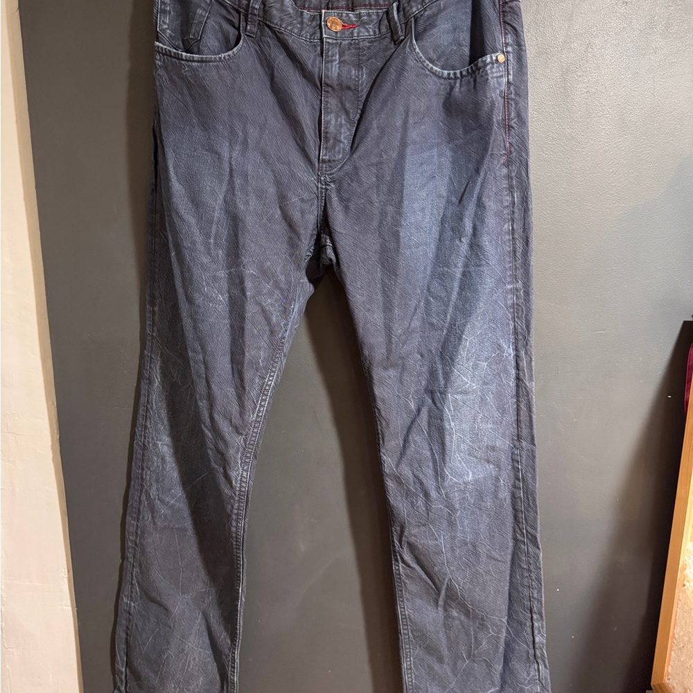 Robert Graham Blue Bootcut Jeans with Distressed Finish